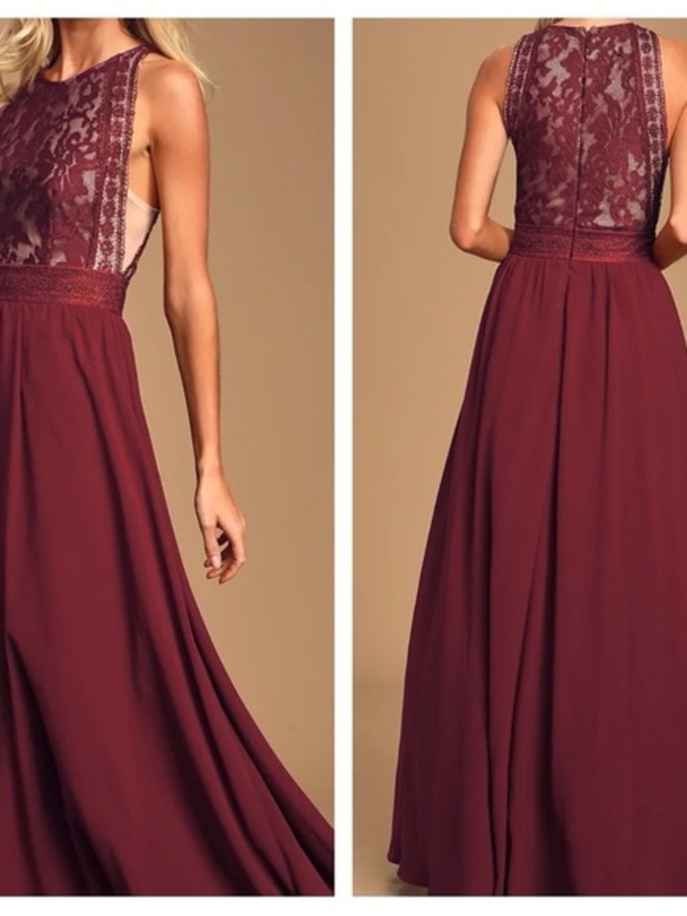 Womens Lulu's Forever and Always Burgundy Lace Maxi Dress XS - Picture 10 of 10